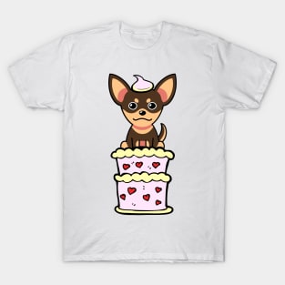 Small dog Jumping out of a cake T-Shirt